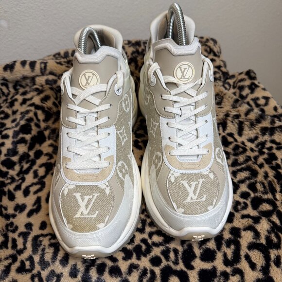 Louis Vuitton Shoes - Louis Vuitton LV Run 55 Sneakers 'Beige Monogram White Leather" 39 WMN US 8 lux